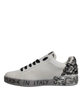 Dolce & Gabbana White Crystal Logo Portofino Sneakers Shoes